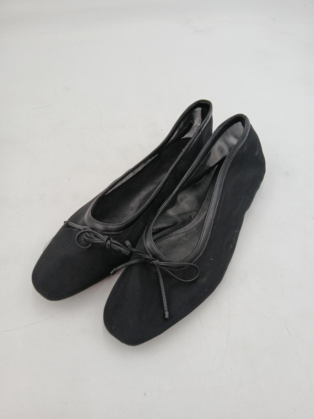 Schutz Arissa Mesh Shoes Womens Black Ballet Flats Bow Slip On Comfort Size 9